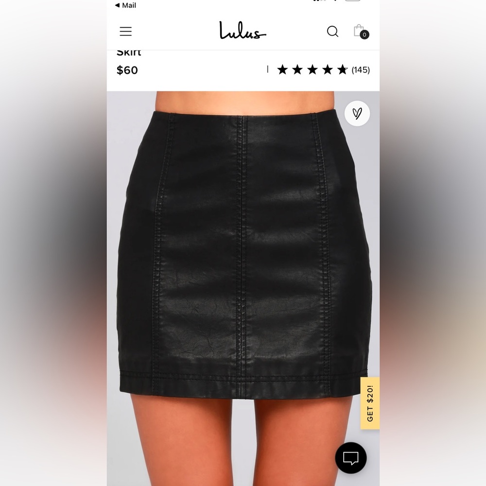 Modern Femme Black Vegan Leather Mini Skirt Size 4 New with tags-never worn!
